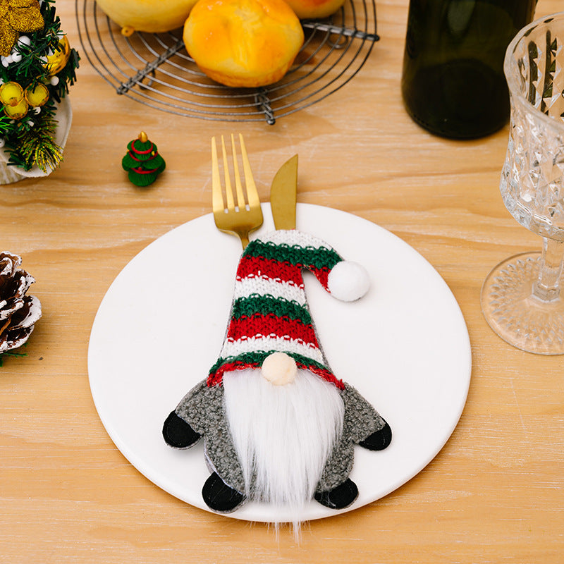 Wholesale Christmas Ornament Faceless Doll Fabric Cutlery Set